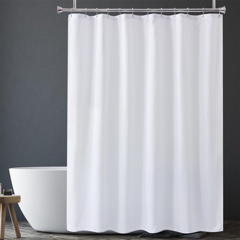 Amazer Extra Long White Shower Curtain Liner Washable, 72 x 84 Inches, Fabric Shower Liner with 2 Bottom Stones, Waterproof 2-in-1 Shower Curtain and Liner, 12 Grommet Holes, Hotel Quality, White - Image 1
